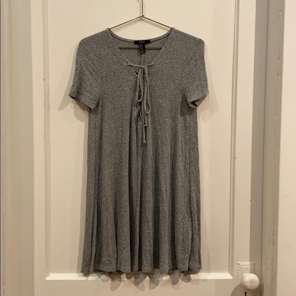 Knit Mini Dress with Lace-Up Front